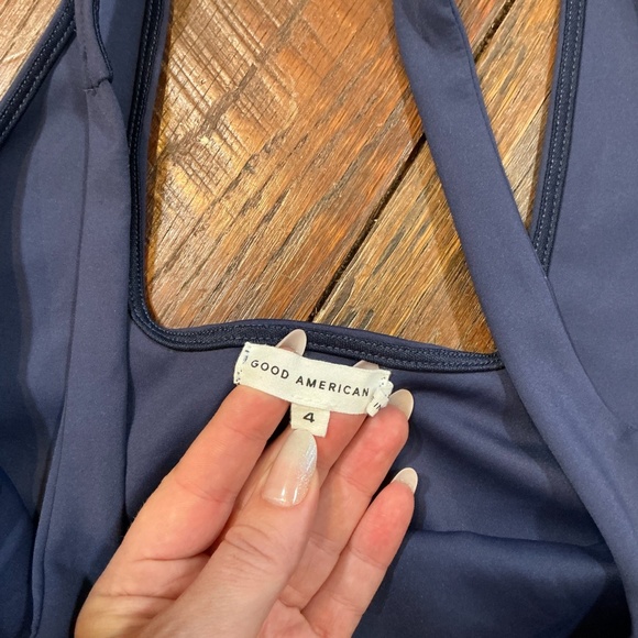 Good American Scuba Modern Square Neck Bodysuit Navy Blue Size 4 (XL) - Picture 4 of 7